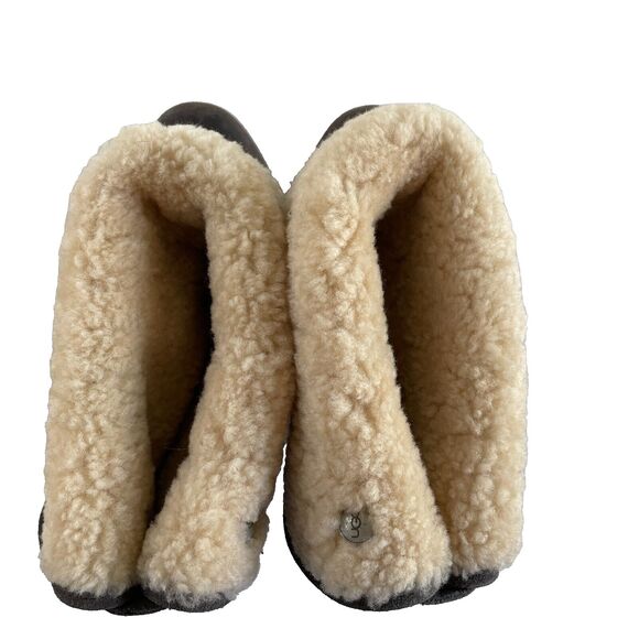 UGG Lynnea Wood Clog High Heel Boot Womens 8 Brown Upper Leather - Picture 12 of 13